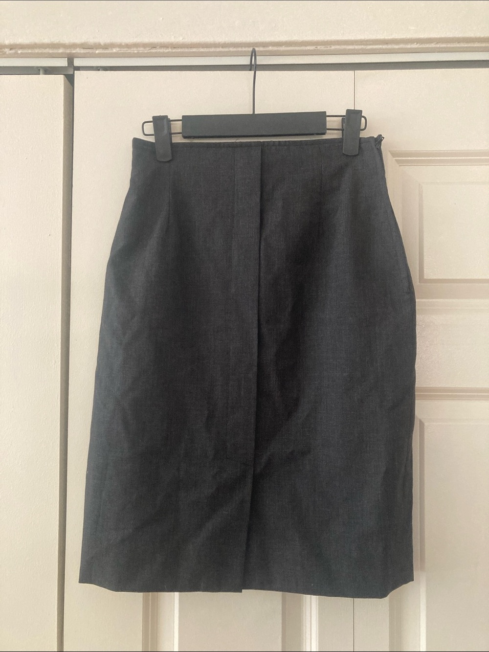 Italian Wool Tailored Black Pencil Skirt